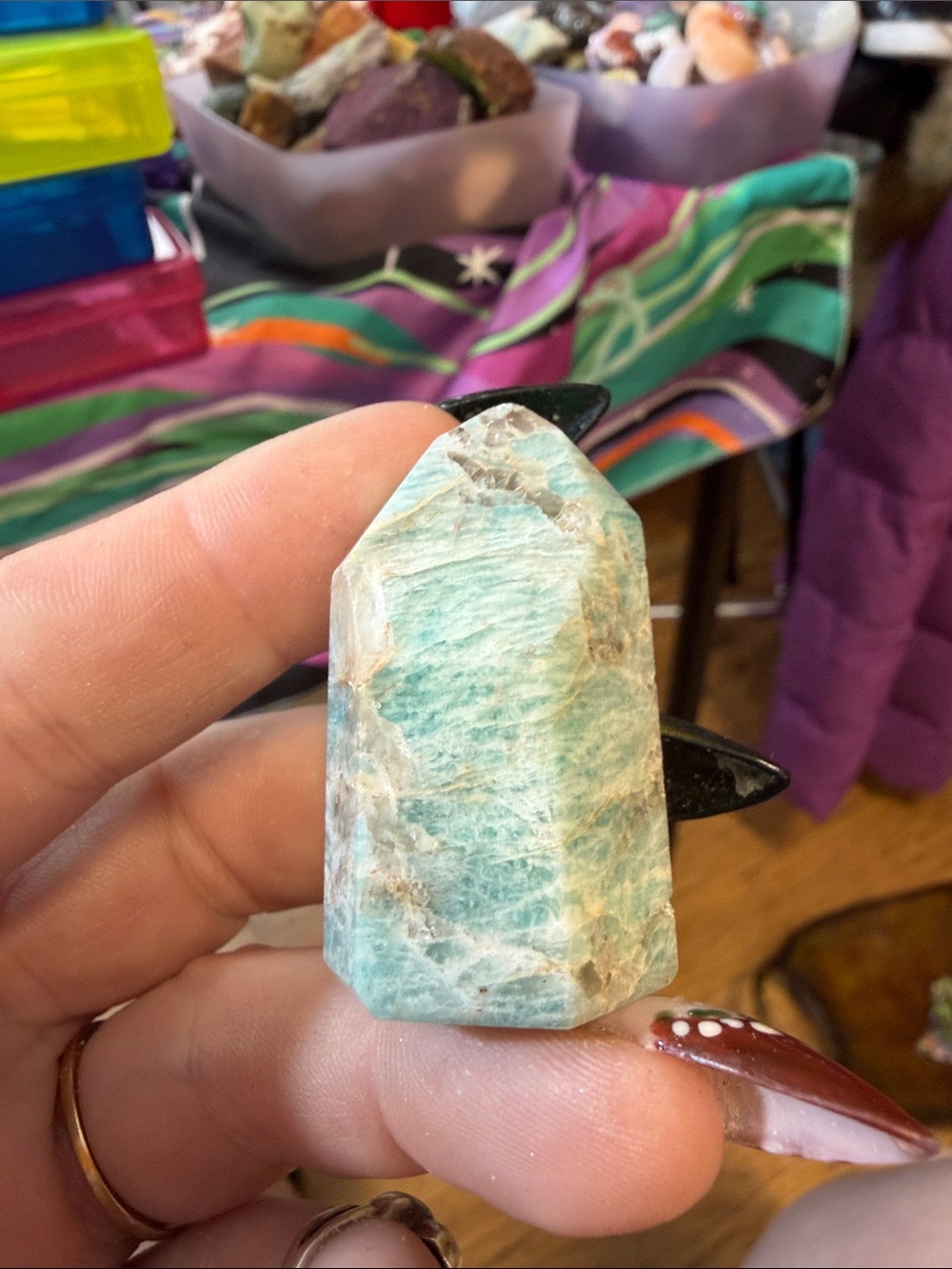Polished Sea Green Amazonite Smokey quartz Tower Accent - Home Decor